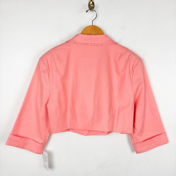 NWT For Love & Lemons Pink Linen Blend Cropped Blazer Sz M - Picture 2 of 10